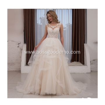 Crystal Design Bridal Gown Champagne Prom Dress Mermaid bridal wedding dress